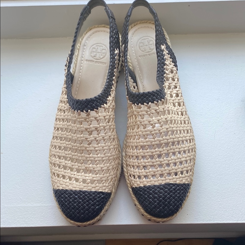 Tory Burch Women's Woven Espadrilles - Black and Tan